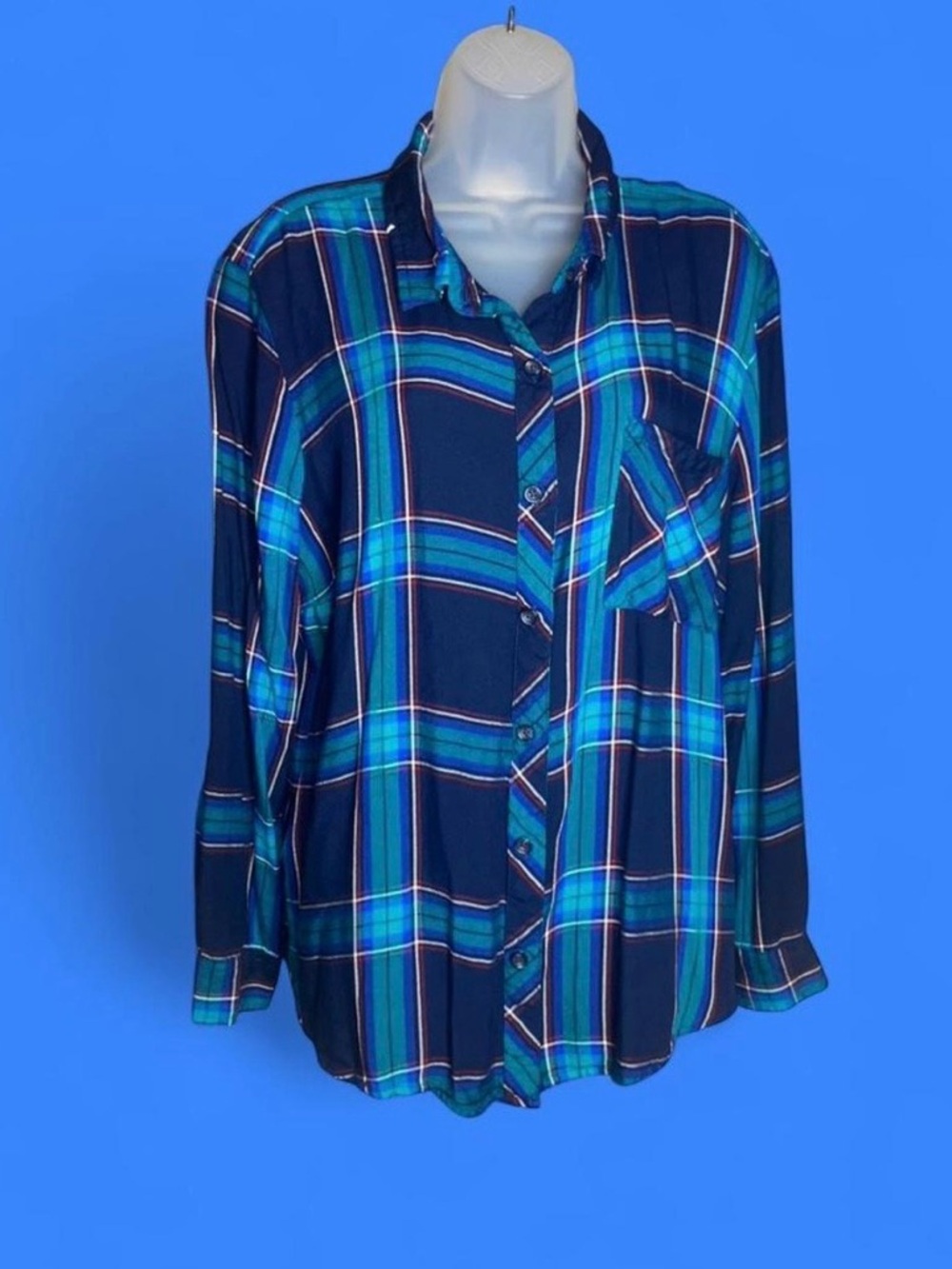 Upcycled Time and Tru George Strait Plaid Button-Down Shirt - Picture 3 of 16